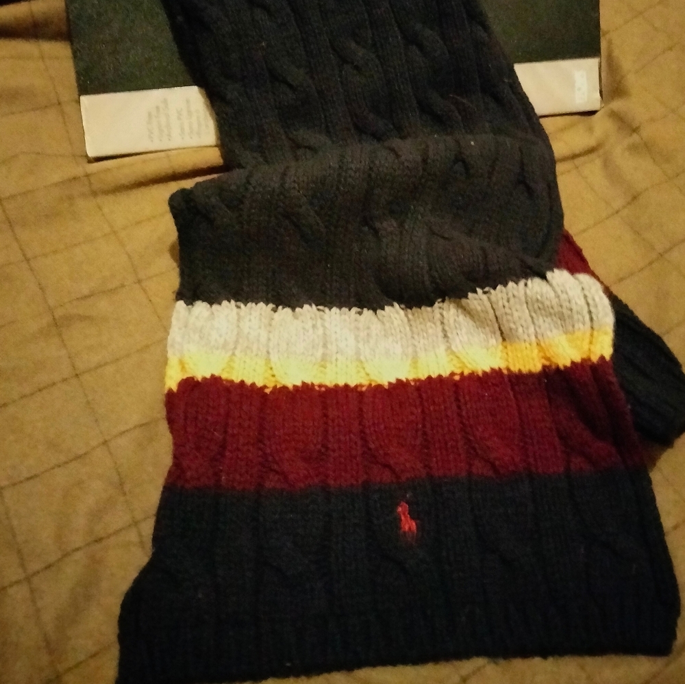 Vintage Polo Ralph Lauren Preppy Collegiate Lambswool Cable Knit  Scarf